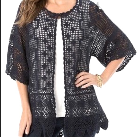 Denim 24/7 black crochet sweater/tank sz.2x - Picture 1 of 12
